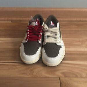 Travis scott, size 8 mens or kids (Not sure), dark brown, white, and cream color